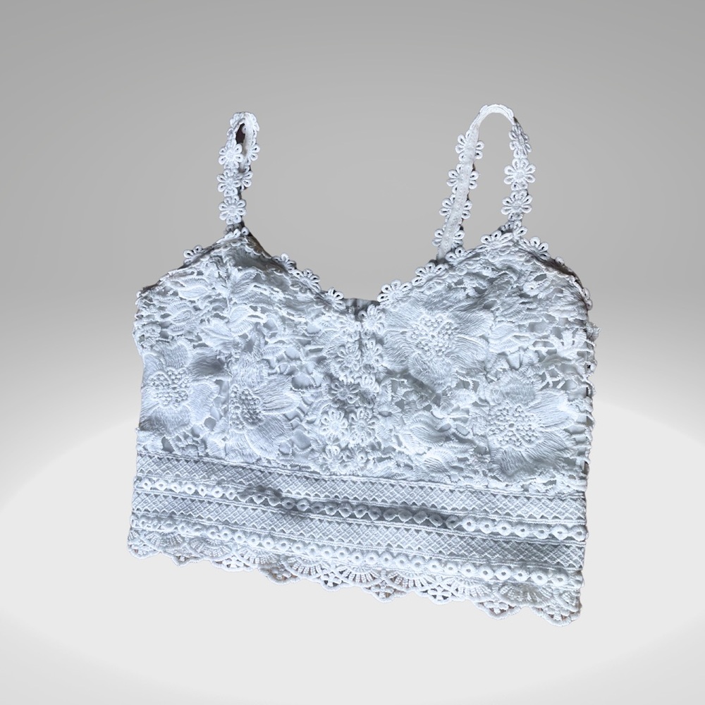 Cute White Floral Embroidered Midi Top